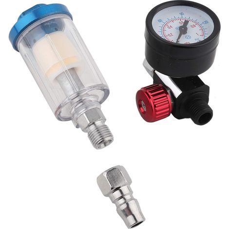 1/4" Regulator with Pressure Gauge, Inline Trap Separator for Spray Guns, Pneumatic Tool Accessory for Automotive Paint Protection, Work (1/5)