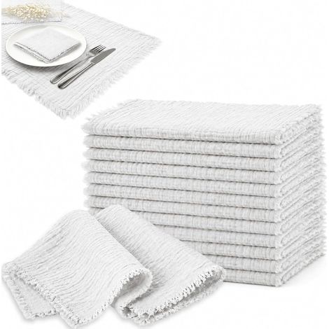 Lot de 12 serviettes en mousseline de coton - 43 x 43 cm (1/5)