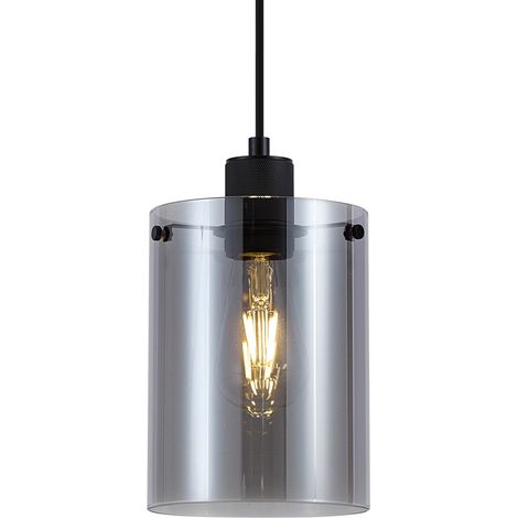 QAZQA Design-Hängeleuchte schwarz mit Rauchglas - Domo