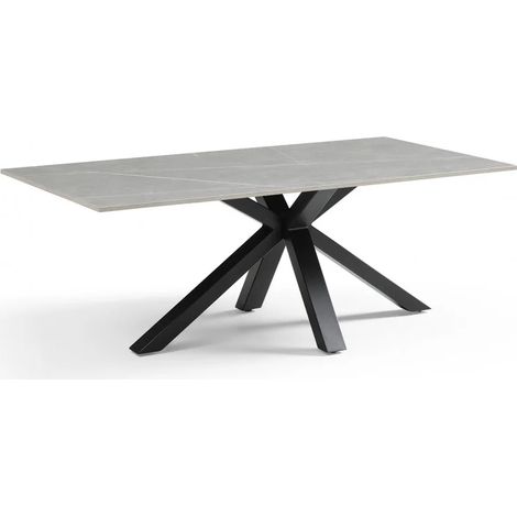 Table basse 120x60 cm céramique gris marbré pied croix - ARIZONA 04 (1/5)