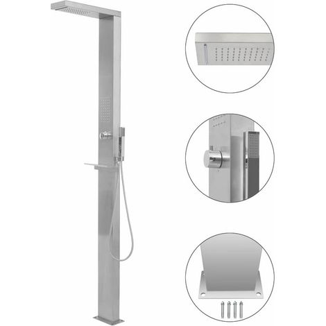 Douche de jardin Douche de salle de bain - Acier inoxydable Carré BV869648 - BonneVie (1/5)