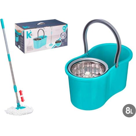 ARTE REGAL cubo fregona escurridor giratorio 8 l , Cubo de fregona 8 L con asa y escurridor giratorio, un sistema de limpieza práctico y eficiente que facilita el escurrido de la f (1/3)