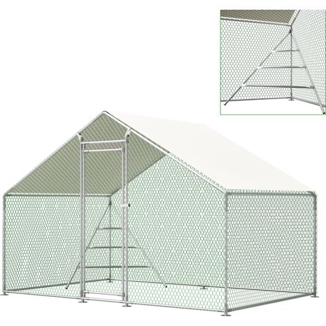 Recinto per polli in acciaio zincato 3 x 2 x 2 m con tetto in PE e scala per arrampicarsi (1/5)