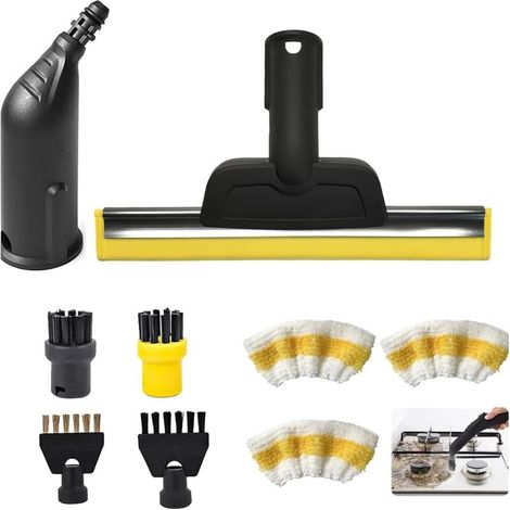 9-teiliges Zubehörset für Dampfreiniger, kompatibel mit Kärcher SC1, SC2, SC3, SC4 und SC5, bestehend aus Dampfreinigungsbürsten, Düsenaufsatz und Reinigungstuchbezug. (1/5)