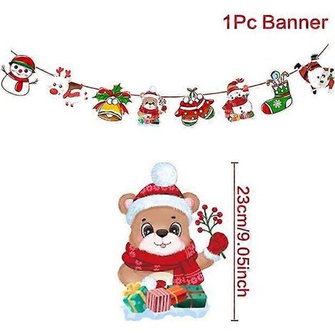 Bannière de Noël avec le Père Noël, décorations de Noël pour la maison, ornements de Noël à suspendre, fête de Noël, Navidad Kerst, Nouvel An (1/5)