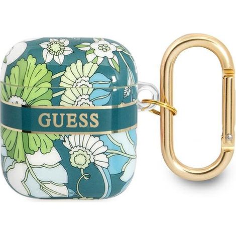 Funda Guess GUA2HHFLN para AirPods 1/2, color verde/verde, con correa de flores. (1/3)