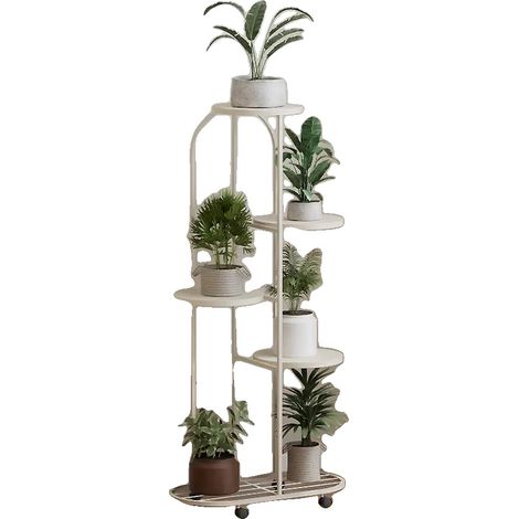 Étagères à plantes, fer forgé, design mobile, blanc 5étagères (1/2)