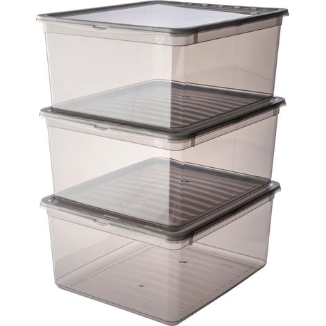 Scatole portaoggetti keeeper 18 litri set da 3 impilabili ventilate (1/3)
