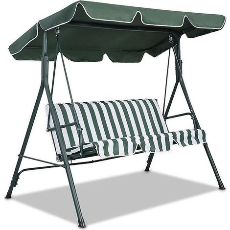 Garten-/Terrassenschaukel mit Sonnendach und wasserdichtem Sonnenschirm, dunkelgrün (1/4)