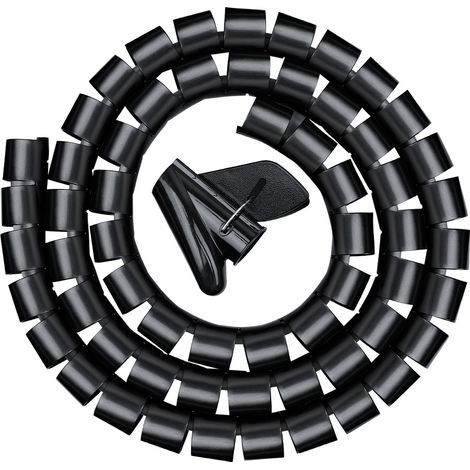 Goulotte de câbles 3,0 m, gaine spiralée flexible pour bureau, gaine spiralée pour câble de 20 mm, noire (1/4)