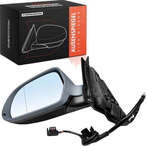 Espejo retrovisor exterior izquierdo, accionamiento eléctrico, 8 pines de conexión, compatible con Audi A3 (2008-2010), diseño asférico. (1/5)