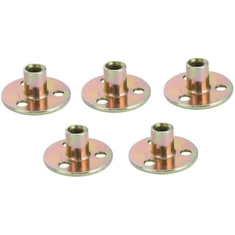 5pcs Three Hole Zinc Plated Furniture Lock Nuts Round Base (M8 x 37) (1/5)