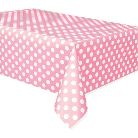 Bardusch-50259 - Nappe en Plastique à Pois Rose Pastel, 2,74 m x 1,37 m (1/4)