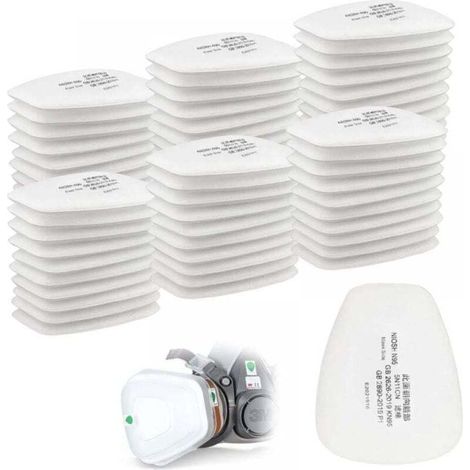 60er-Pack Baumwollfilter, Vollgesichtsmaskenfilter, 5n11 CN-Einsteckfilter, Baumwollfilter für 6000, 6200, 6800, 7501, 7502, FF402-Filter (weiß)