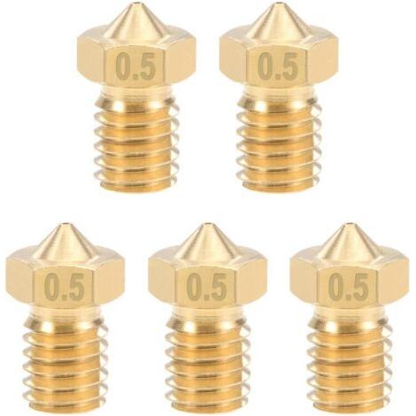 5pcs Buse d'imprimante 3D buse en laiton de 0,5 mm pour imprimante 3D à filament e3d V5 - V6 de 1,75 mm (1/4)