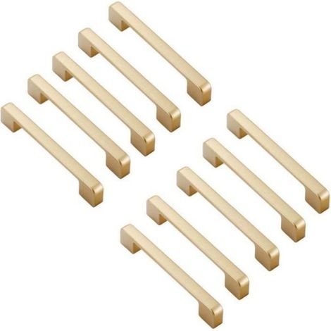 Poignee de Meuble Cuisine dores Lot de 10 Poigne Meuble Poigne Tiroir poignee barre meuble entraxe 96mm-Poignes de Meubles (1/4)