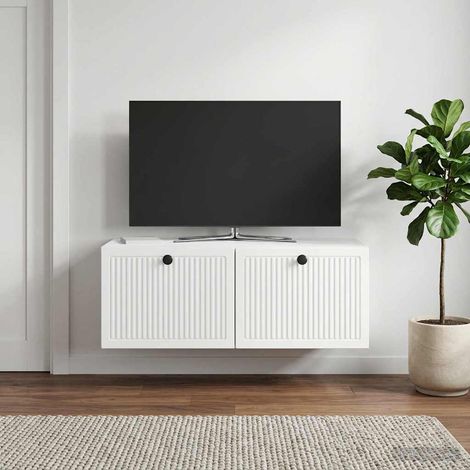 Wandmontierter TV-Schrank Hochglanz Weiß 78,5 x 41 x 30 cm (1/5)