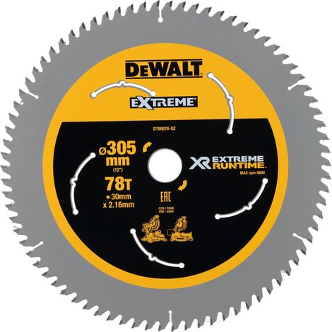 DEWALT DT99576-QZ EXTREME mitre saw blade 305mm x 30mm x 78T