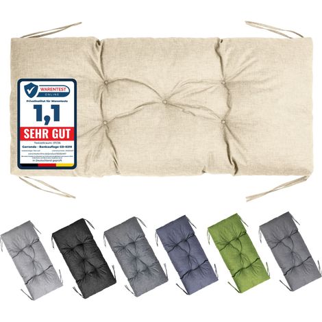 Garronda Coussin Exterieur Impermeable 100x50 cm pour Banc de Jardin Canapé Extérieur et Balancelle Coussins d'Assise Résistant UV pour Terrasse Balcon et Intérieur avec Cordons GD-0219 Cappuccino