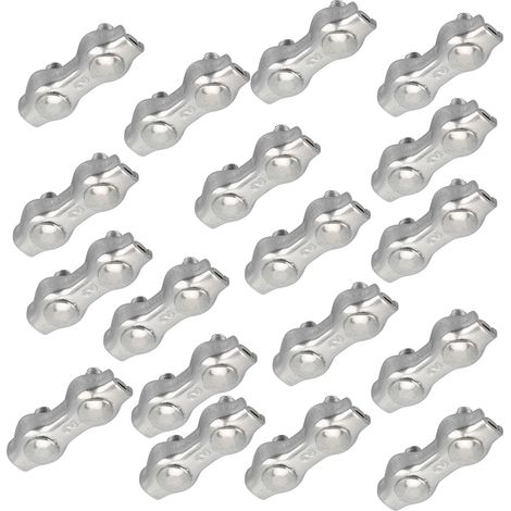18 pièces attaches câble acier inoxydable M2, raccords doubles pour corde métallique (1/5)