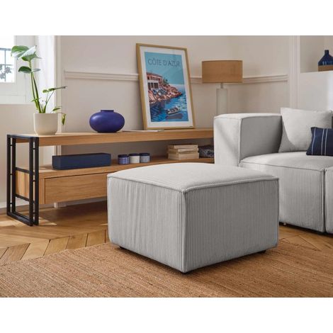 Arty - pouf d'appoint - en velours côtelé - gris clair