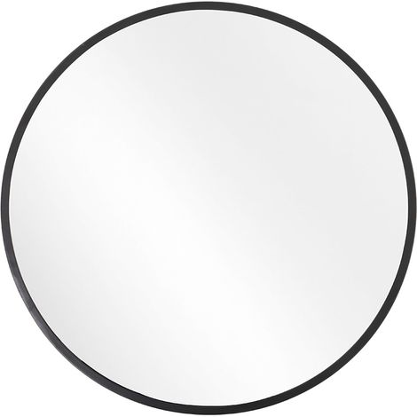 Black Wall Mounted Round Mirror 60cm Diameter (1/4)