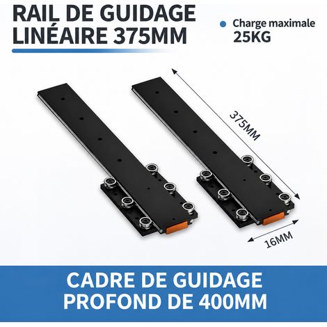 Glissière tiroir invisible amortisseur longueur totale du rail 375 mm adapté pour meuble de profondeur 400 mm 1 kg – Livraison gratuite