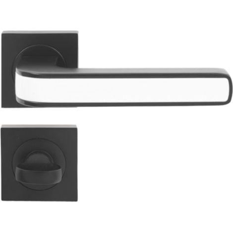 DOMINO Poignée de porte AXE-QR Noir/Blanc WC Poignée avec rosace WC Noir et blanc (1/5)
