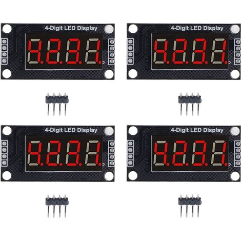 4 Sets Digital Tube Display Module LED 4 Digit 7 Segment 0.36in TM1637 Drive Chip Red MRA110B