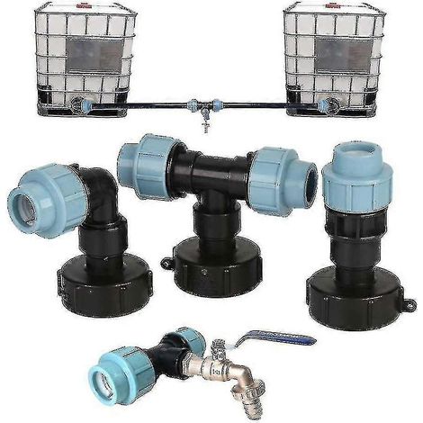 Raccord de tuyau d'eau pour réservoir IBC, adaptateur pour tuyau d'arrosage, outil de raccordement pour robinetterie, droit, 32 mm (1/3)