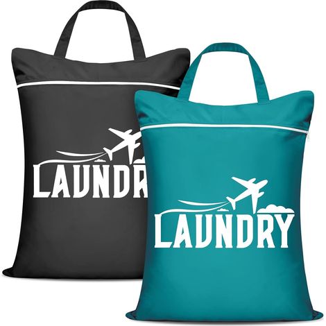 Lot de 2 sacs à linge larges, lavables, imperméables et pliables, pour vêtements sales ou mouillés, maillots, sport, piscine, yoga (