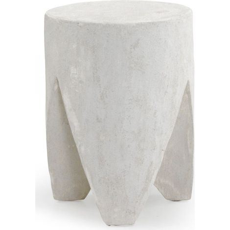 Beistelltisch aus weißem, zementfarbenem Polyresin (1/4)