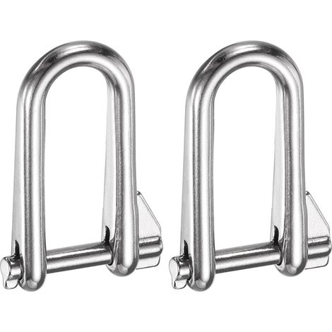 Long D Shackle, 2 Pcs 5mm(3/16") 316 Acier Inoxydable Plat D Manille Marine Grade Clé À Goupille pour Levage Camping Randonnée Extérieur (1/5)