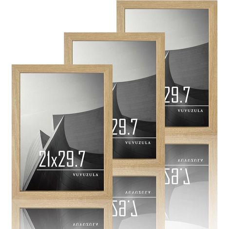 Bilderrahmen A4 Holz 21x30cm Natur MDF 3er Set mit Acrylglas für Urkunden (1/5)