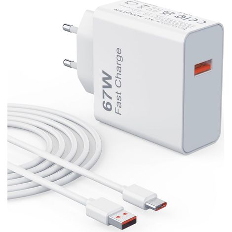 Cargador Rapido Usb C - 67 W - Para Xiaomi 15 14 13T Redmi Note - Compacto Portatil - 1 Unidad (1/5)