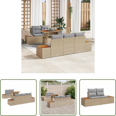 vidaXL Jardin -  Ensemble de canapé de jardin 6 pcs Beige Poly rotin (1/5)