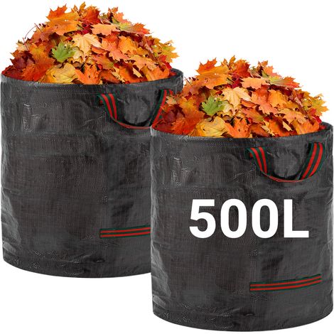 Velway Sac à Déchets Jardin 500Lx2 Réutilisable - Tissu Industriel Résistant avec Poignées Renforcées