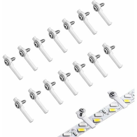 LED Lighting Clips LED Clips de Fixation à Bande Fixation Ruban Led en Plastique LED Strip Supports de Fixation pour Bande LED Fixe(100 Pièces avec Vis) (1/5)