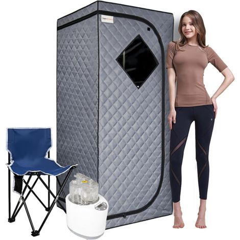 Kit de sauna portatif Sauna portatif for tente de sauna à vapeur à la maison, tente de chauffa de sauna personnel, télécommande de chaise incluse for le sauna à la maison Tente de sauna personnelle po (1/5)