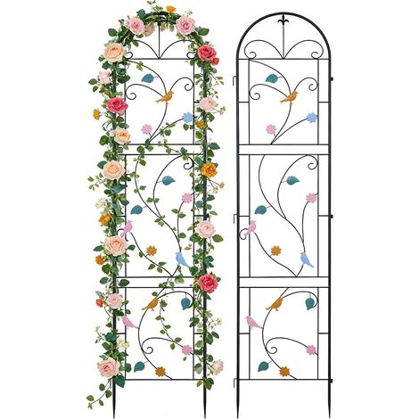 2pz Traliccio per Piante Rampicanti Graticcio Pannello Decorativo in Metallo 48x180 cm, Nero