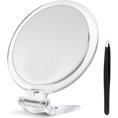 Miroir de maquillage grossissant x30 – Miroir de poche double face avec poignée, grossissement x1/x30, miroir de voyage compact pour table et déplacements – 12,7 cm (1/5)