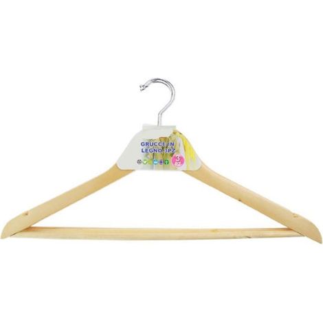 Cleafe - Set 3pz Grucce Stampelle Appendiabito In Legno Vestiti Pantaloni Giacche 36cm 10449 - (1/2)
