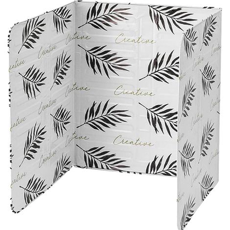 Ecran Anti-Eclaboussures - Métal Résistant à la Chaleur - Imprimé Feuille Moderne - Pliable - 3 Côtés - Pour Friture et Cuisson sur Plaque - 1 Pièce (1/5)