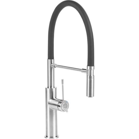 Kitchen Tap Silver Stainless Steel Swing and Pull Out Mixer Faucet Aerator Flexible Spring Hose Modern ARKHATA (1/5)