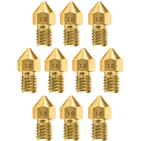 Ricambi per stampanti 3D - Ugelli per stampanti 3D - Set di 10 ugelli per testina di stampa estrusore da 1,0 mm, adatti a vari modelli di stampanti 3D