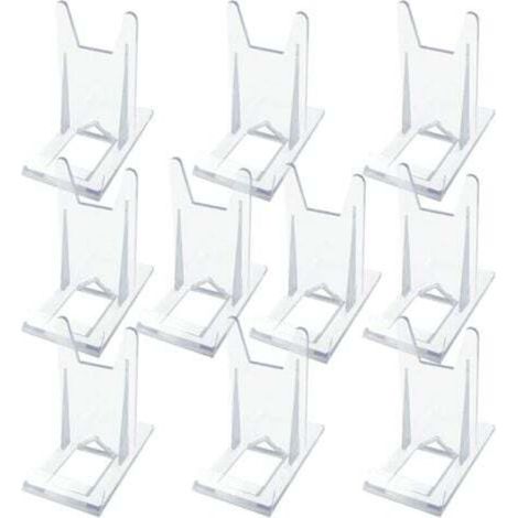 [NEVER USED] Set of 10 clear and adjustable acrylic display stands for wallets, handbags, books, photos, mobile phones, home and wedding decorations.