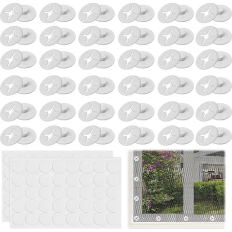 Befestigungsclips für Moskitonetze an 40-Zoll-Fenstergittern – Selbstklebende Clips, Befestigungsschnallen für Fenstergitter, kein Bohren erforderlich – Weiß (1/5)