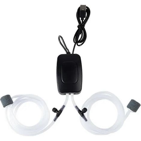 USB-betriebene Aquarium-Luftpumpe, Aquarium-Zubehör, verstellbares Luftventil, geräuschlose Blasen-Luftpumpe (schwarz). (1/5)