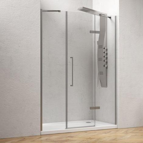 Porta doccia battente 145 cm con 2 laterali fissi  KT6000 kamalu