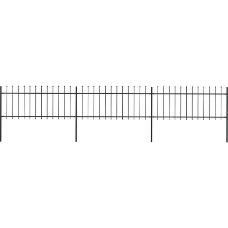 vidaXL Recinzione da Giardino con Punta a Lancia in Acciaio 537x80 cm Nero